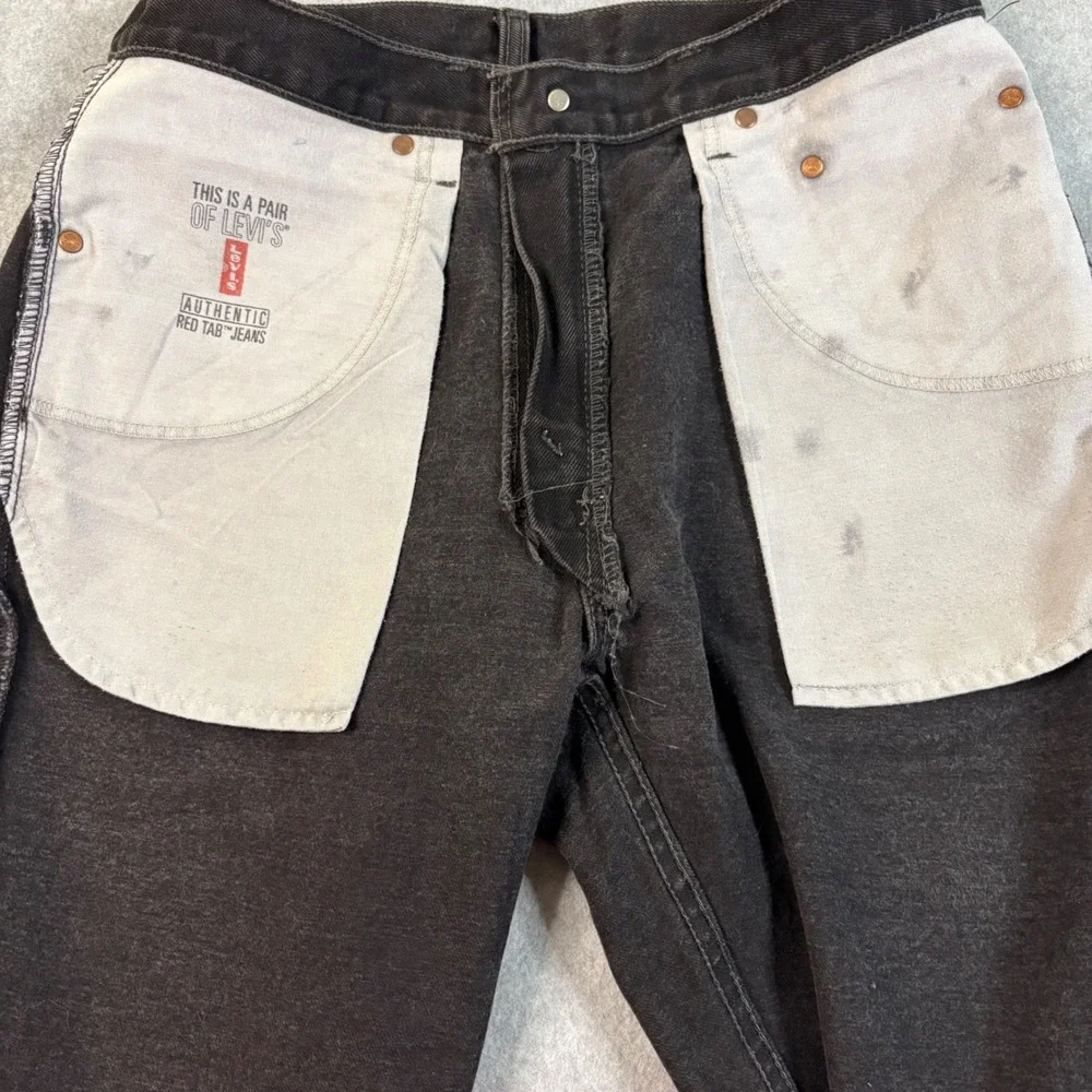 Vintage 1999 Levis 505 Solid Black Jeans No Labels Rare Button 217 Canada 32x32